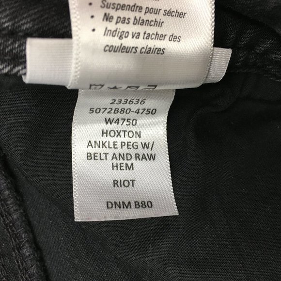 PAIGE Premium Denim Riot Wash Hoxton Ankle Peg Belted Raw Edge Hem Jeans - Picture 4 of 15